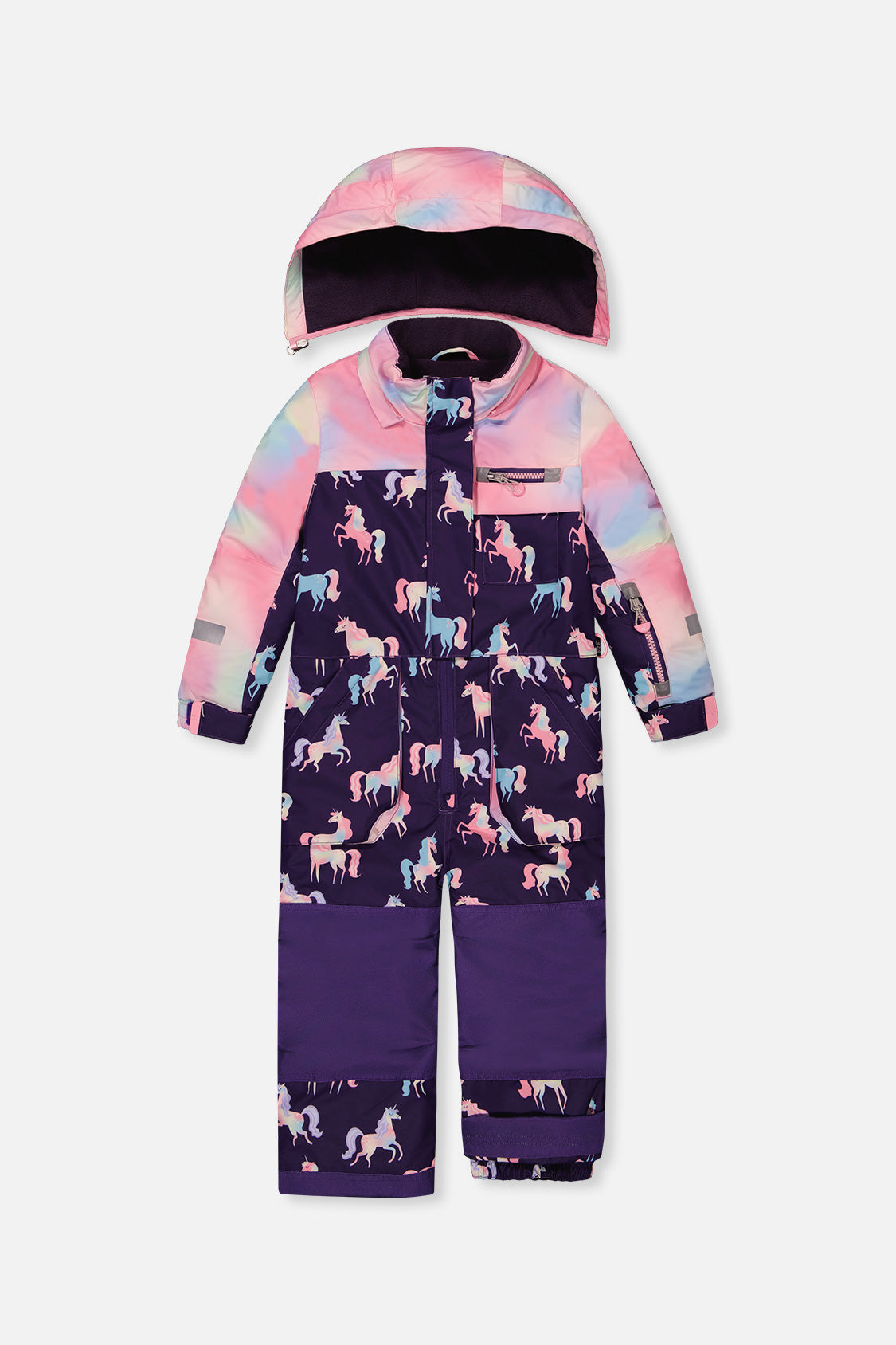 Kids One Piece Play Snowsuit Purple Unicorn Print - J10PG72_1J035