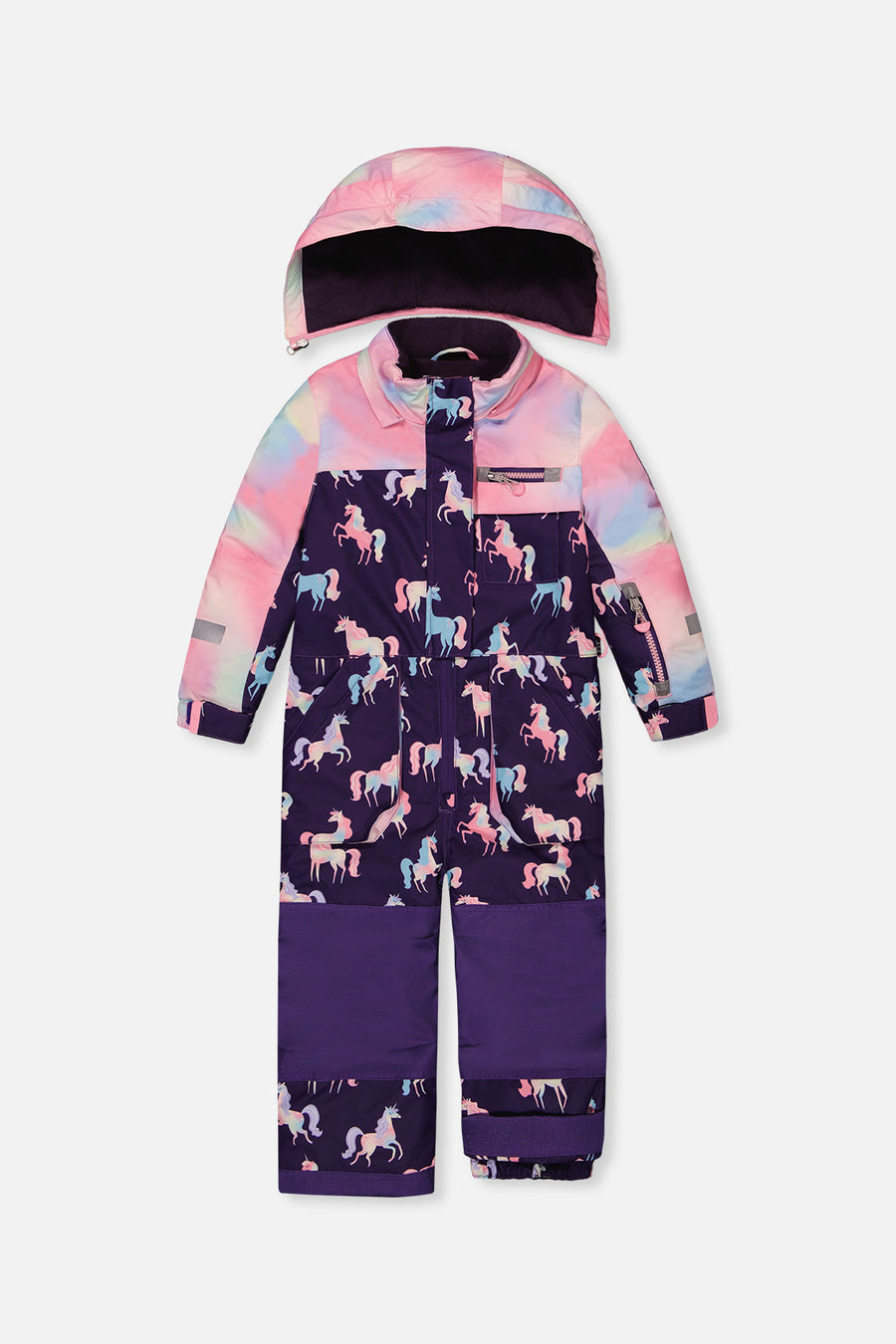 Kids One Piece Play Snowsuit Purple Unicorn Print - J10PG72_1J035