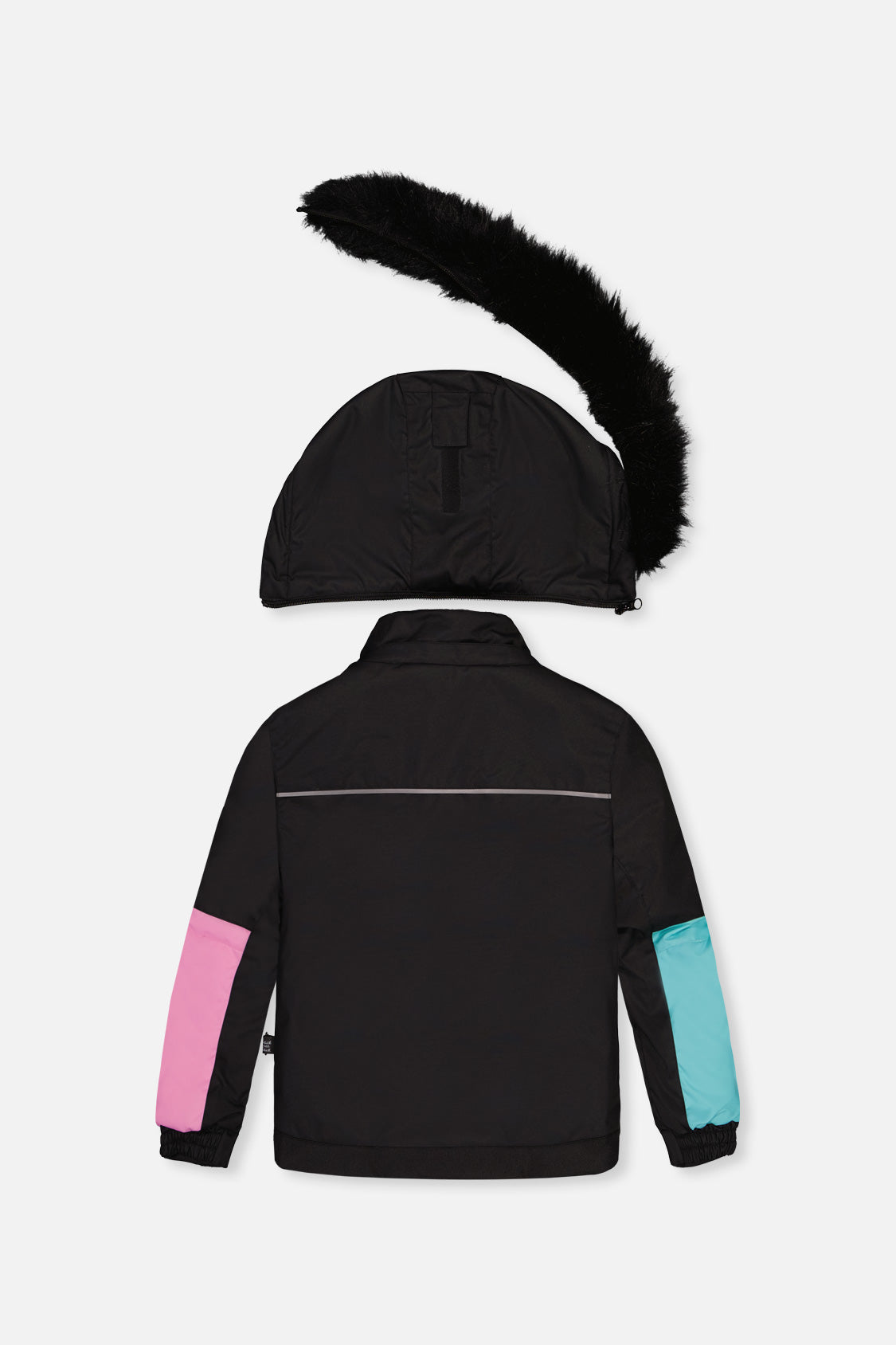 Two Piece Play Snowsuit Black, Blue And Pink Colorblock With Heart Print Pants - J10PG82_09990