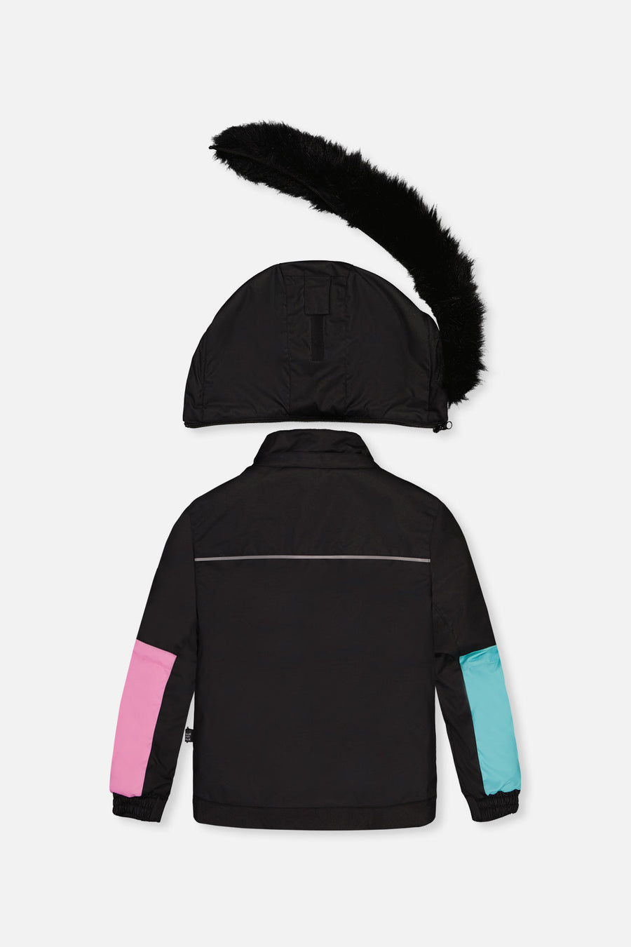 Two Piece Play Snowsuit Black, Blue And Pink Colorblock With Heart Print Pants - J10PG82_09990