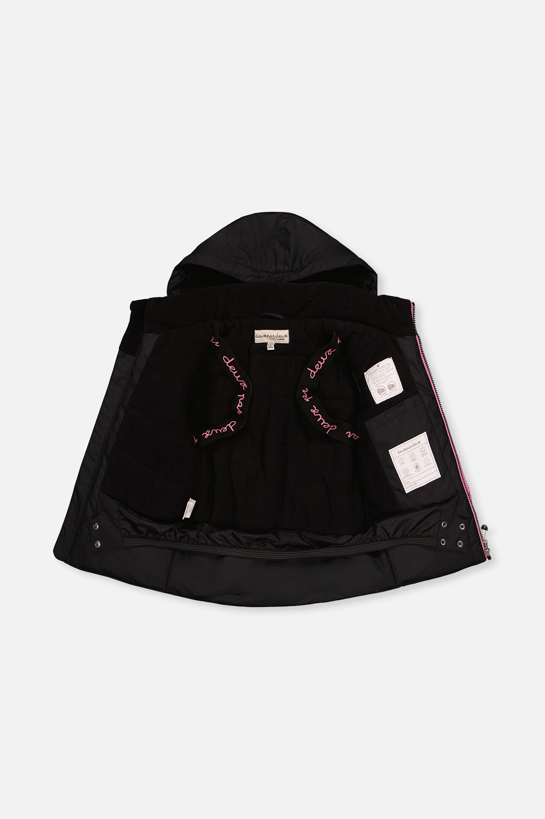 Two Piece Play Snowsuit Black, Blue And Pink Colorblock With Heart Print Pants - J10PG82_09990