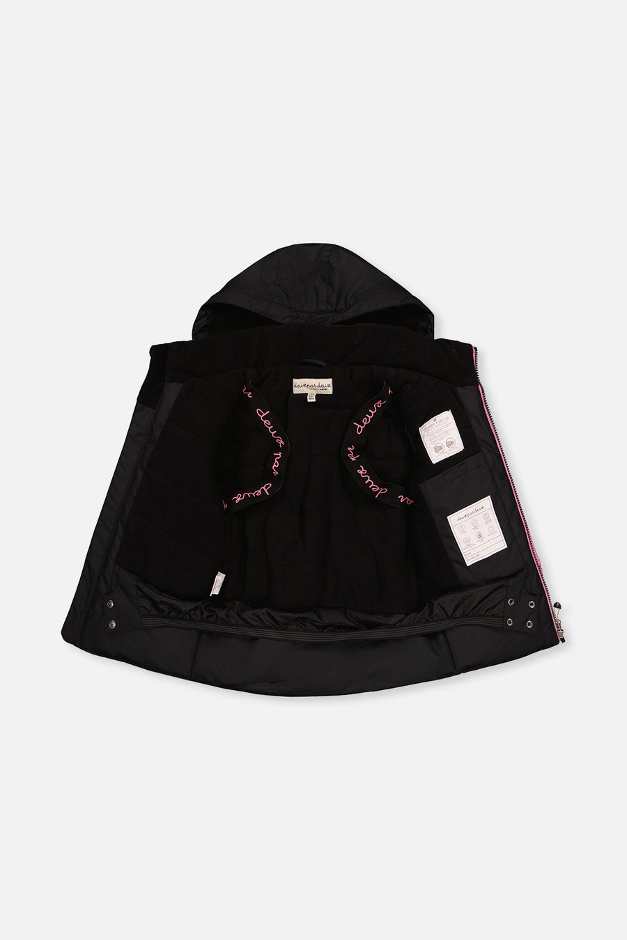 Two Piece Play Snowsuit Black, Blue And Pink Colorblock With Heart Print Pants - J10PG82_09990