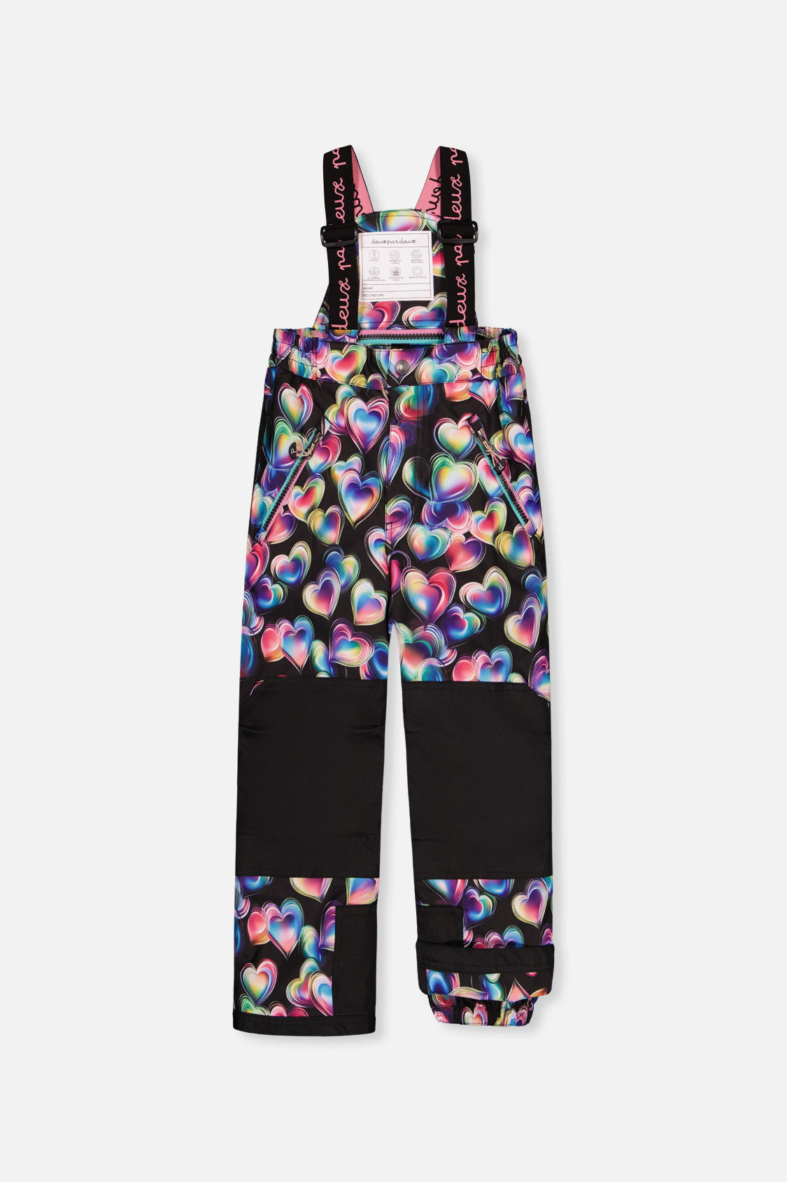 Two Piece Play Snowsuit Black, Blue And Pink Colorblock With Heart Print Pants - J10PG82_09990