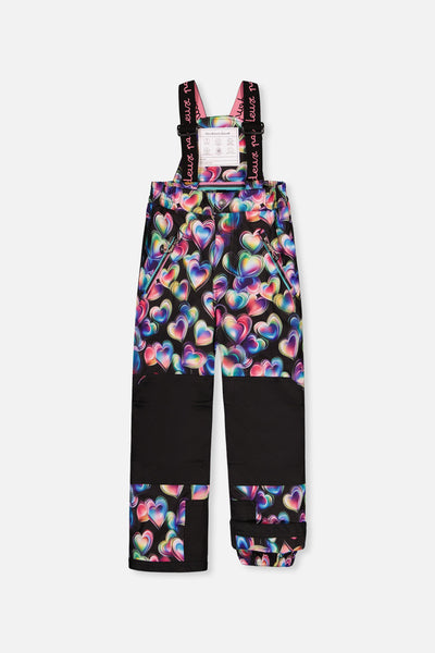 Two Piece Play Snowsuit Black, Blue And Pink Colorblock With Heart Print Pants - J10PG82_09990