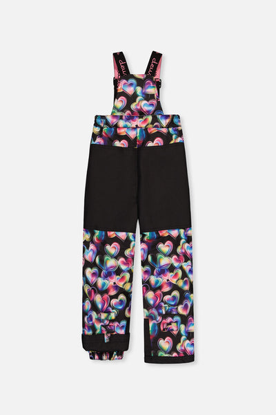 Two Piece Play Snowsuit Black, Blue And Pink Colorblock With Heart Print Pants - J10PG82_09990