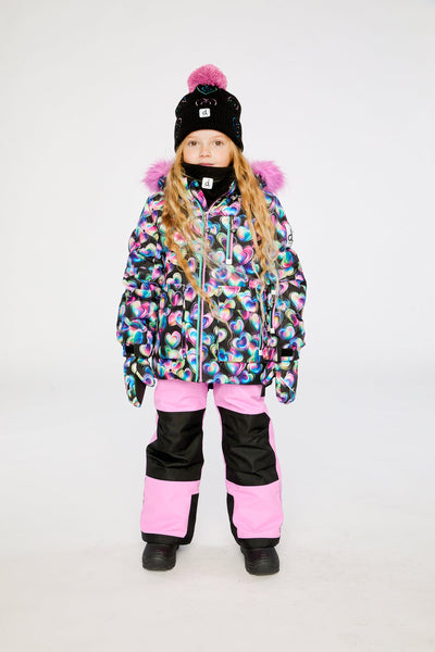 Two Piece Play Snowsuit Black Heart Print With Pink Pants - J10PG82_1J028