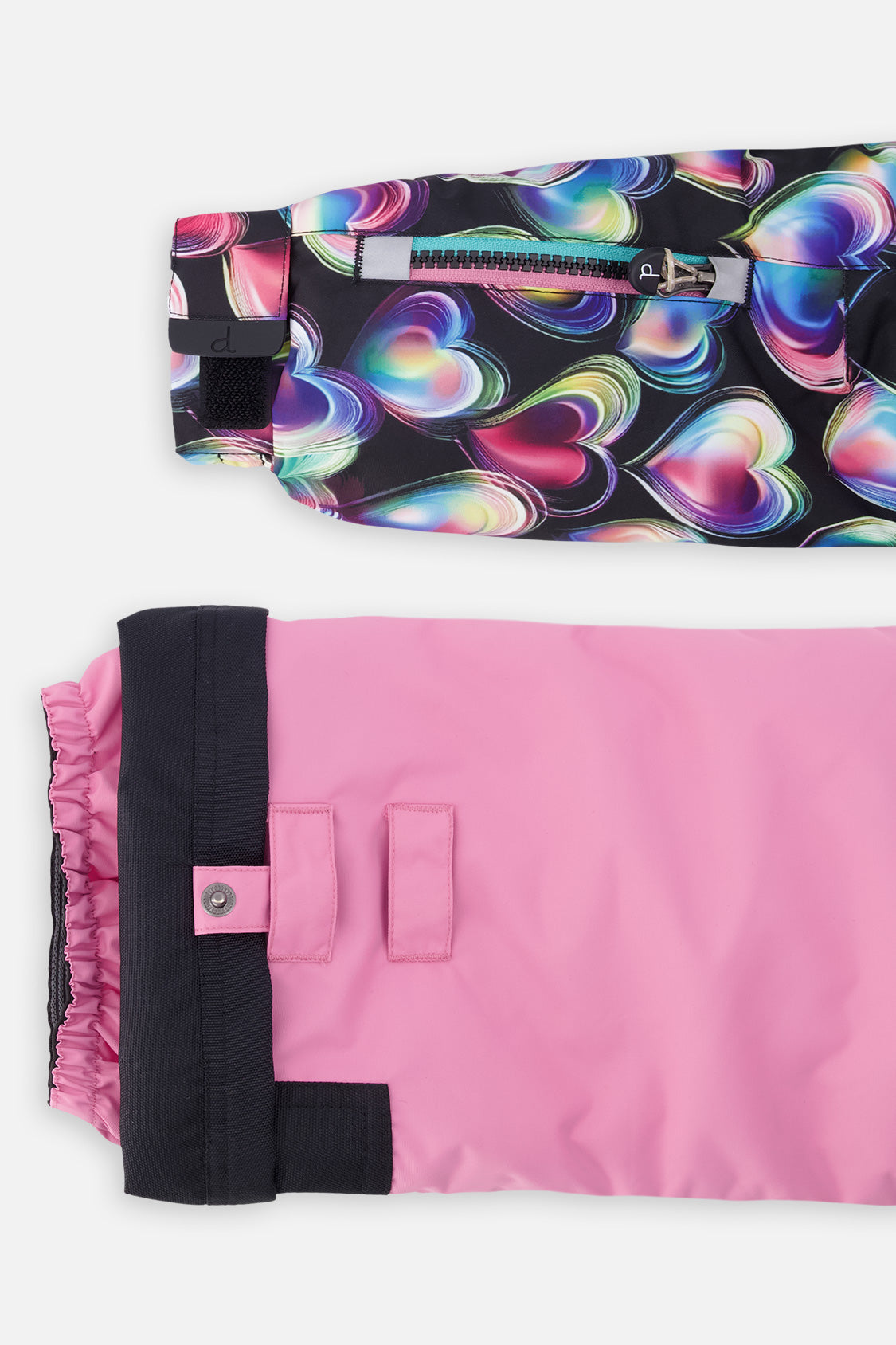 Two Piece Play Snowsuit Black Heart Print With Pink Pants - J10PG82_1J028
