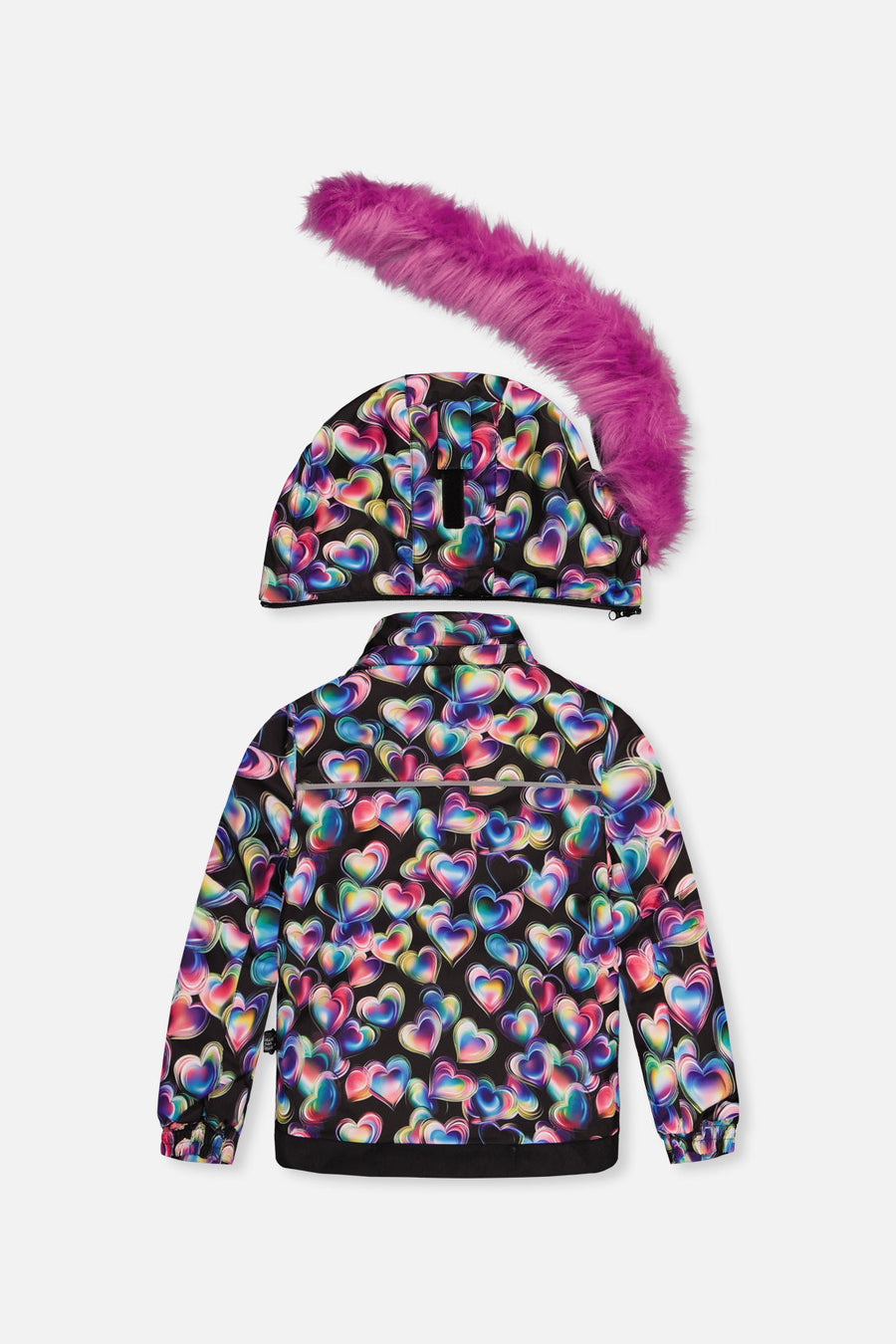 Two Piece Play Snowsuit Black Heart Print With Pink Pants - J10PG82_1J028