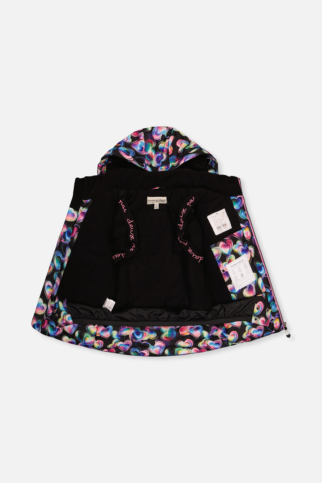 Two Piece Play Snowsuit Black Heart Print With Pink Pants - J10PG82_1J028