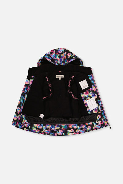 Two Piece Play Snowsuit Black Heart Print With Pink Pants - J10PG82_1J028