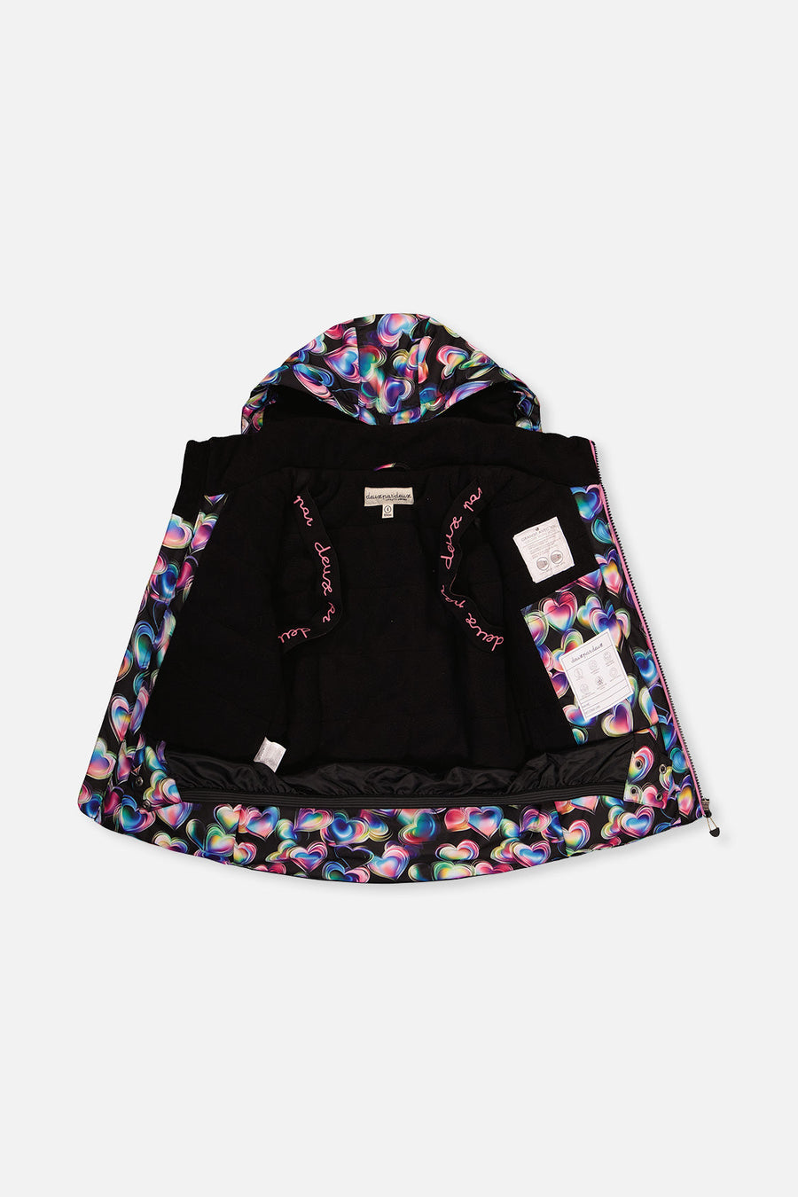 Two Piece Play Snowsuit Black Heart Print With Pink Pants - J10PG82_1J028
