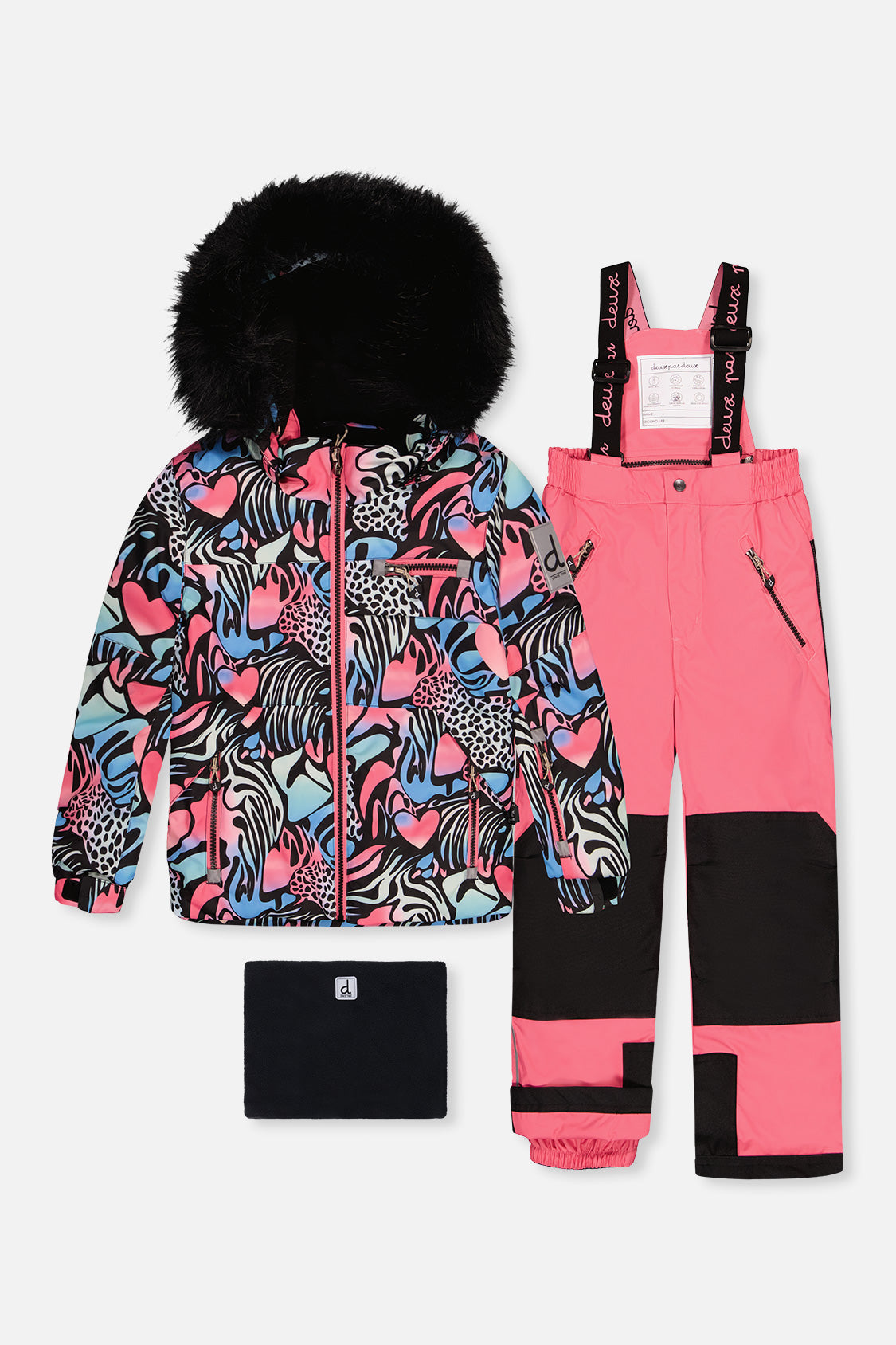 Two Piece Play Snowsuit Black Zebra Print With Pink Pants - J10PG83_1J024