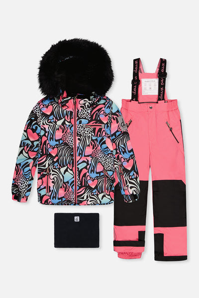 Two Piece Play Snowsuit Black Zebra Print With Pink Pants - J10PG83_1J024