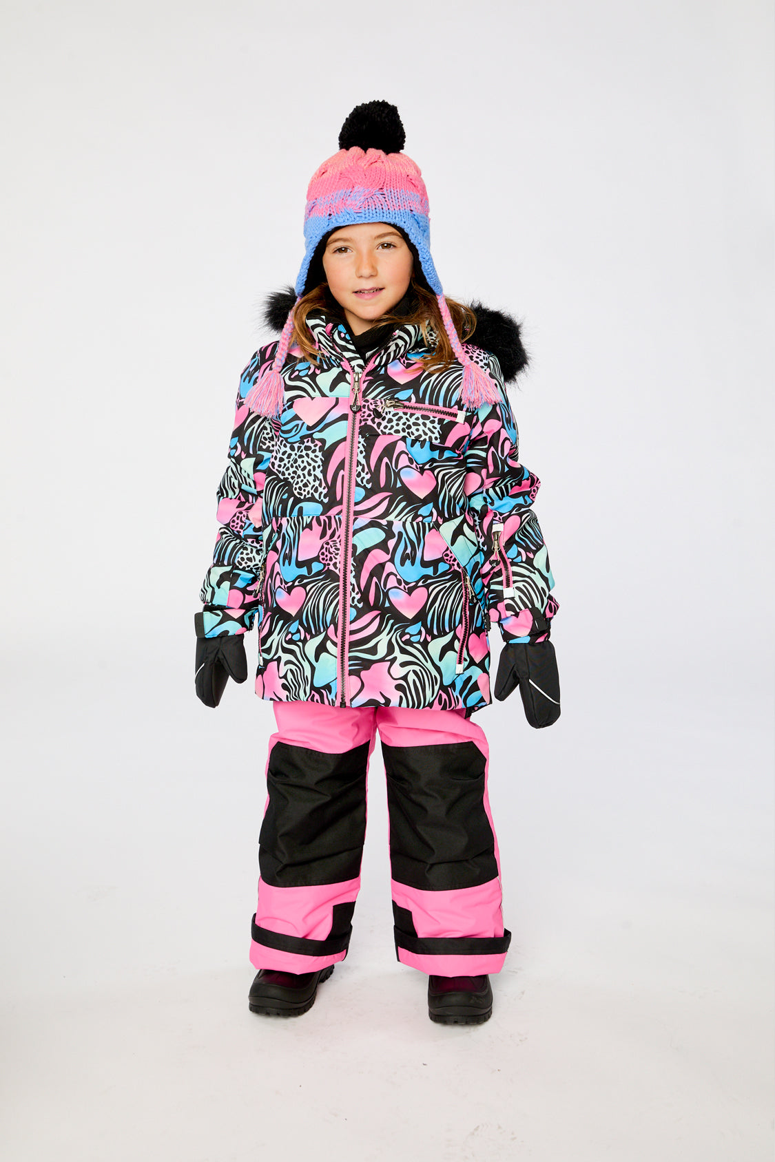 Two Piece Play Snowsuit Black Zebra Print With Pink Pants - J10PG83_1J024