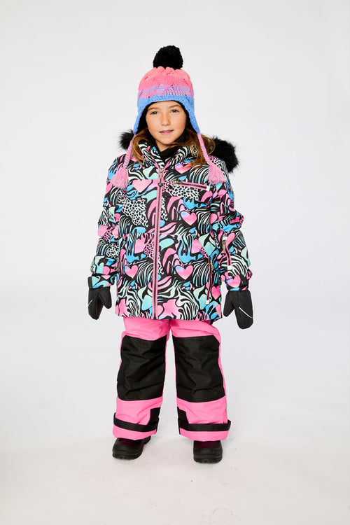 Two Piece Play Snowsuit Black Zebra Print With Pink Pants - J10PG83_1J024