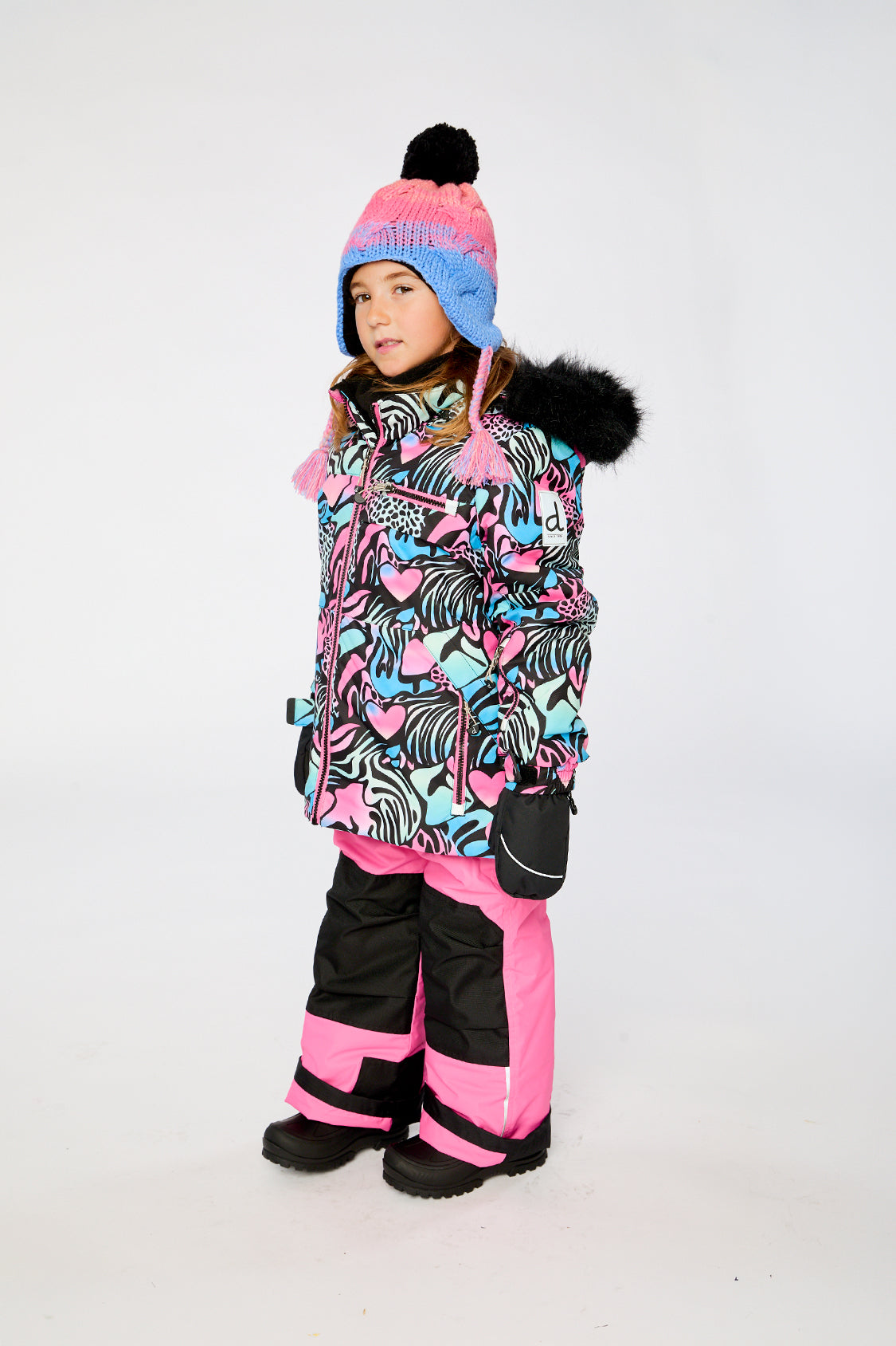 Two Piece Play Snowsuit Black Zebra Print With Pink Pants - J10PG83_1J024