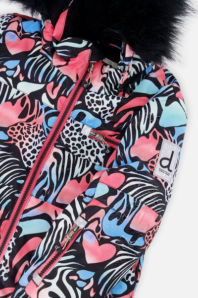 Two Piece Play Snowsuit Black Zebra Print With Pink Pants - J10PG83_1J024