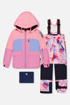 Two Piece Play Snowsuit Pink And Purple Colorblock With Watercolor Floral Print Pants - J10PG84_06240