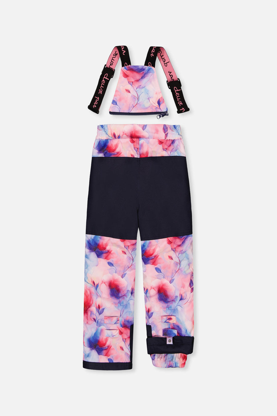 Two Piece Play Snowsuit Pink And Purple Colorblock With Watercolor Floral Print Pants - J10PG84_06240