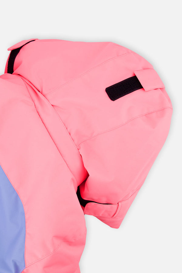 Two Piece Play Snowsuit Pink And Purple Colorblock With Watercolor Floral Print Pants - J10PG84_06240