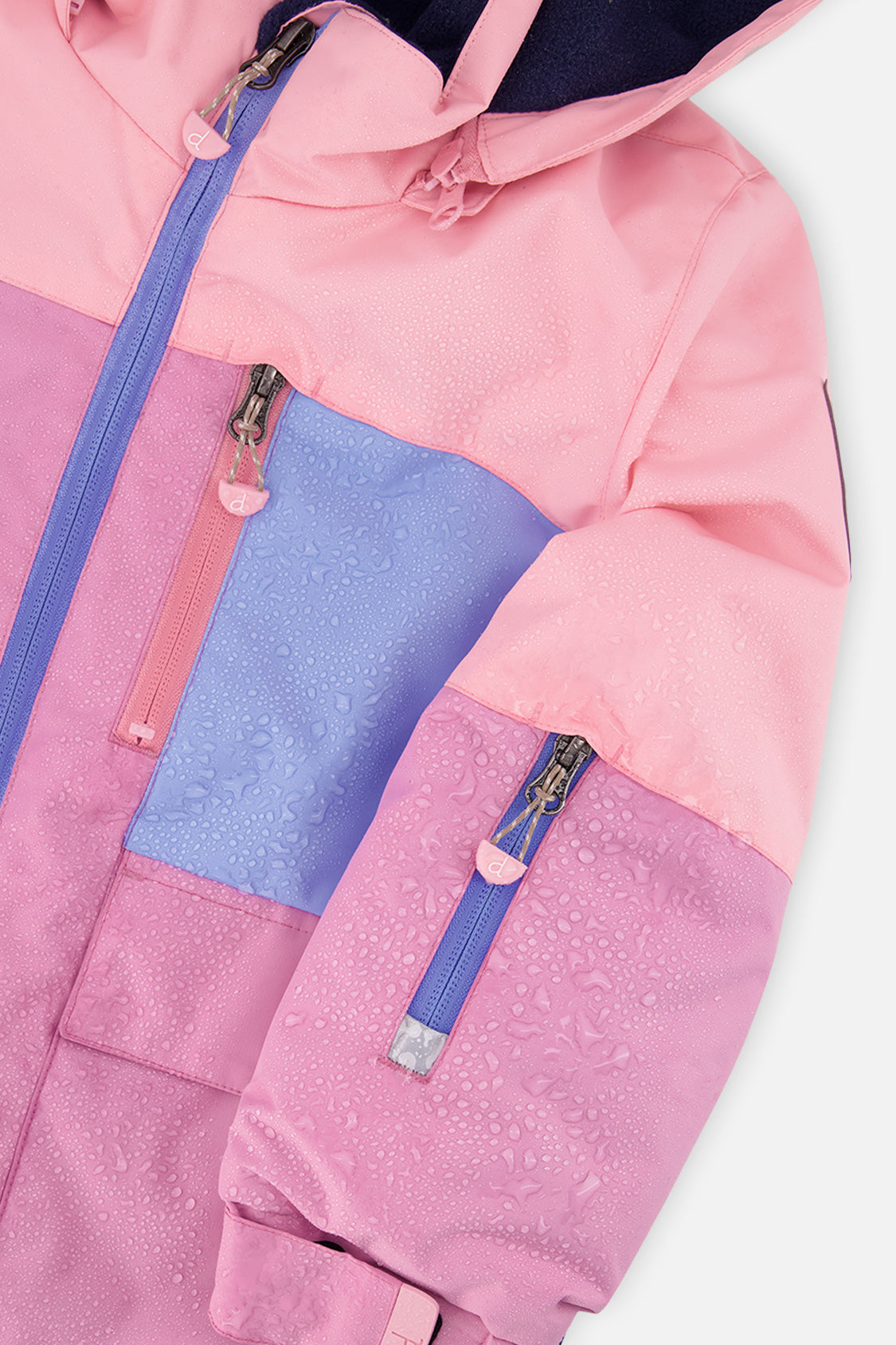 Two Piece Play Snowsuit Pink And Purple Colorblock With Watercolor Floral Print Pants - J10PG84_06240