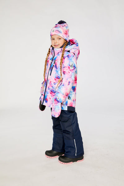 Two Piece Play Snowsuit Mauve Watercolor Floral Print With Navy Pants - J10PG84_1J038