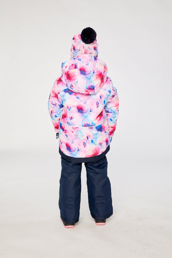 Two Piece Play Snowsuit Mauve Watercolor Floral Print With Navy Pants - J10PG84_1J038