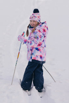 Two Piece Play Snowsuit Mauve Watercolor Floral Print With Navy Pants - J10PG84_1J038