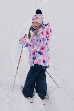Two Piece Play Snowsuit Mauve Watercolor Floral Print With Navy Pants - J10PG84_1J038