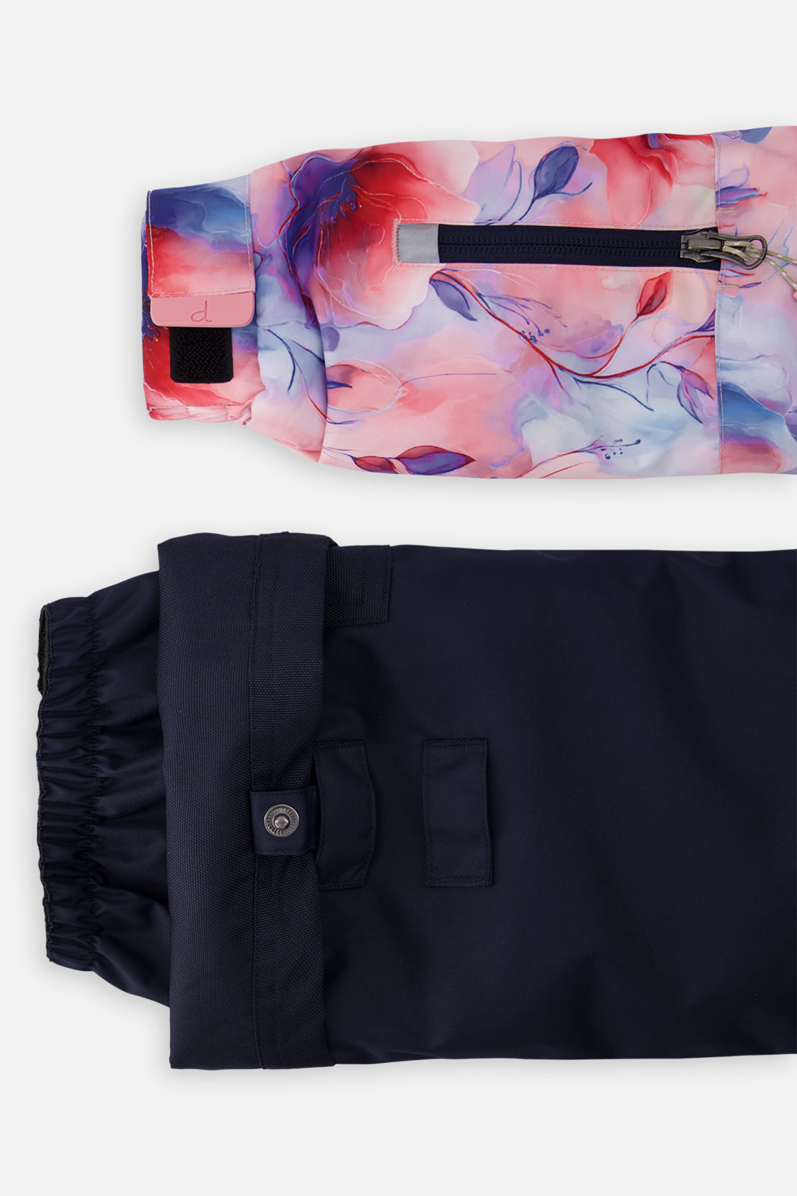 Two Piece Play Snowsuit Mauve Watercolor Floral Print With Navy Pants - J10PG84_1J038