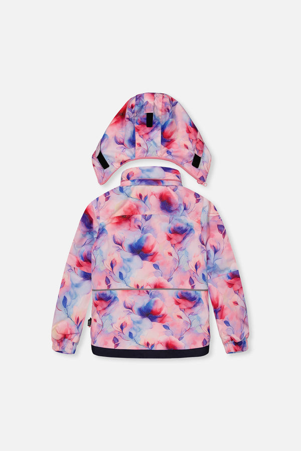 Two Piece Play Snowsuit Mauve Watercolor Floral Print With Navy Pants - J10PG84_1J038