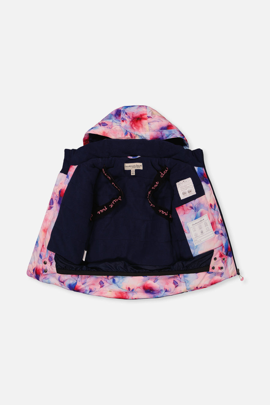 Two Piece Play Snowsuit Mauve Watercolor Floral Print With Navy Pants - J10PG84_1J038