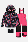 Two Piece Play Snowsuit Black Rose Print With Pink Pants - J10PG85_06990