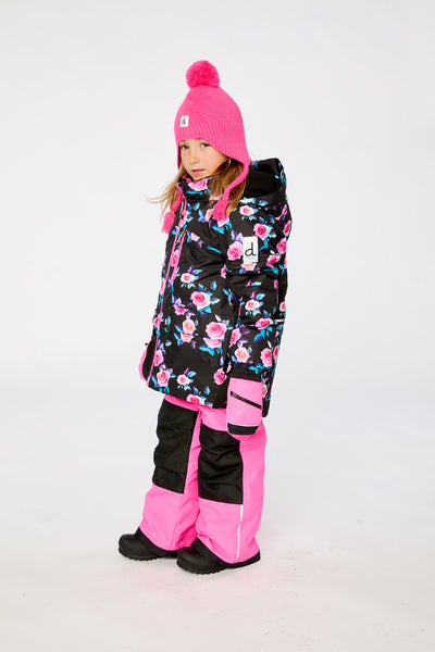 Two Piece Play Snowsuit Black Rose Print With Pink Pants - J10PG85_06990