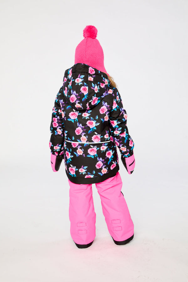 Two Piece Play Snowsuit Black Rose Print With Pink Pants - J10PG85_06990