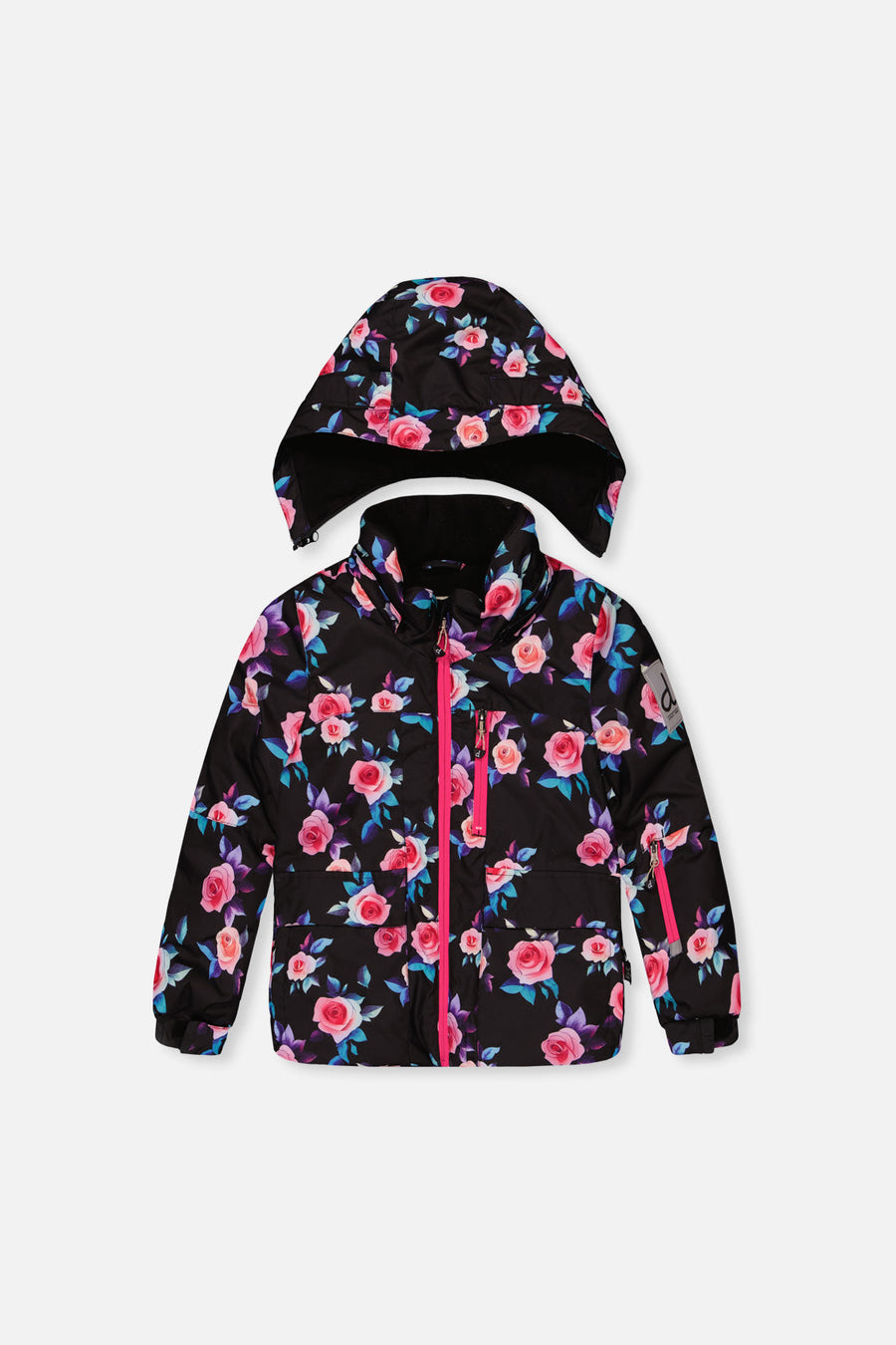 Two Piece Play Snowsuit Black Rose Print With Pink Pants - J10PG85_06990