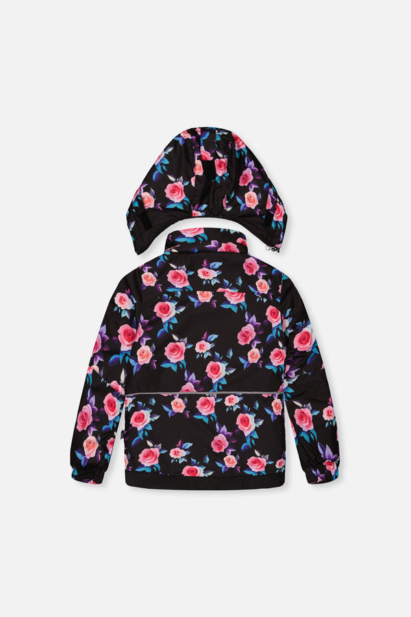 Two Piece Play Snowsuit Black Rose Print With Pink Pants - J10PG85_06990