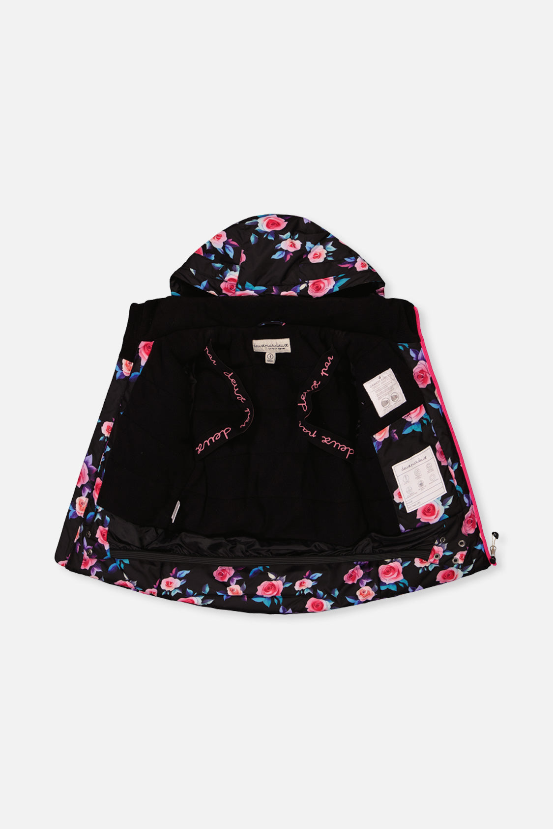 Two Piece Play Snowsuit Black Rose Print With Pink Pants - J10PG85_06990