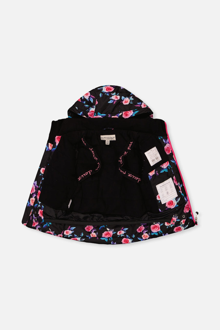 Two Piece Play Snowsuit Black Rose Print With Pink Pants - J10PG85_06990