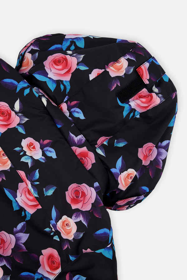 Two Piece Play Snowsuit Black Rose Print With Pink Pants - J10PG85_06990