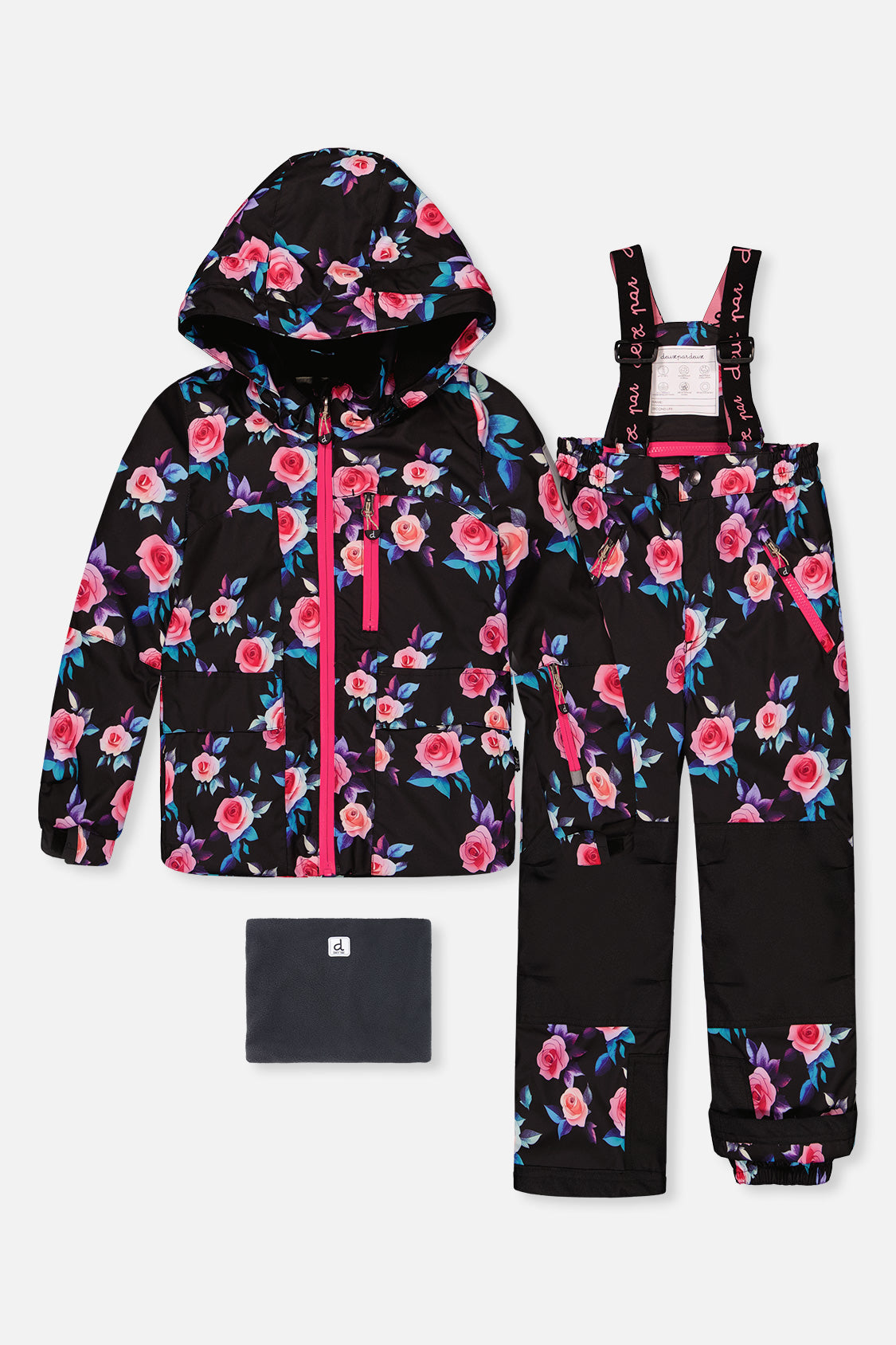 Two Piece Play Snowsuit Black Rose Print - J10PG85_1J025
