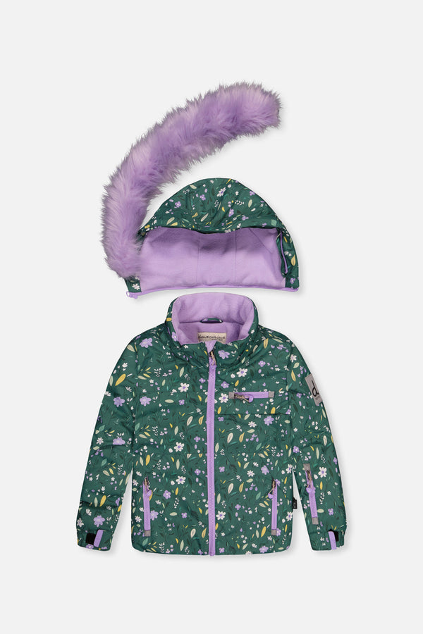 Two Piece Play Snowsuit Green Mini Flower Print - J10PG86_1J019