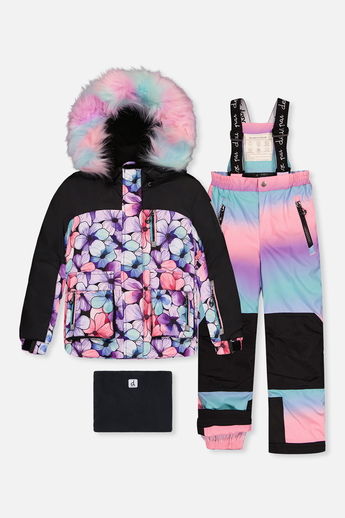 Two Piece Play Snowsuit Purple Floral Print With Gradient Pants - J10PG88_1J021