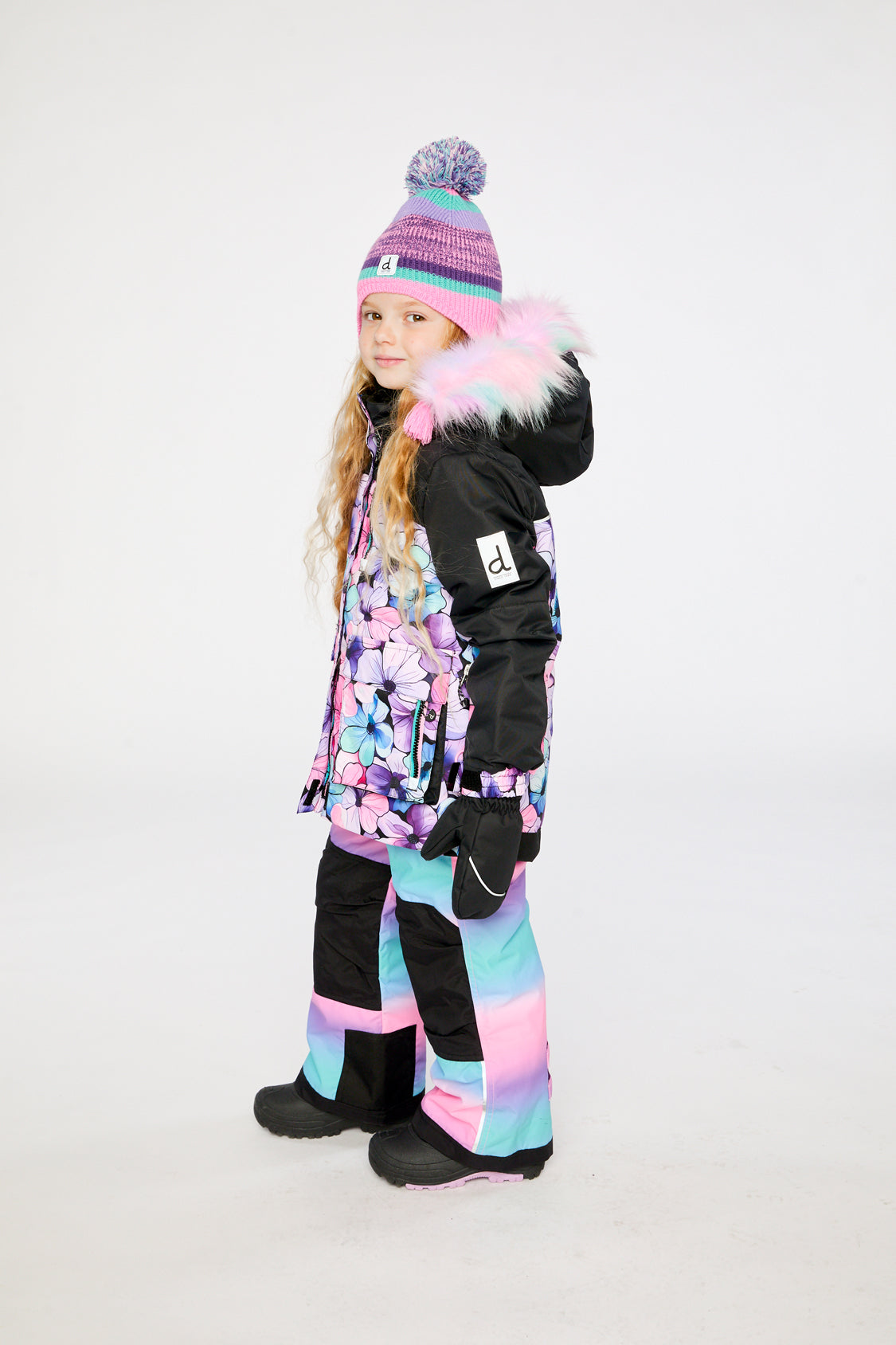 Two Piece Play Snowsuit Purple Floral Print With Gradient Pants - J10PG88_1J021