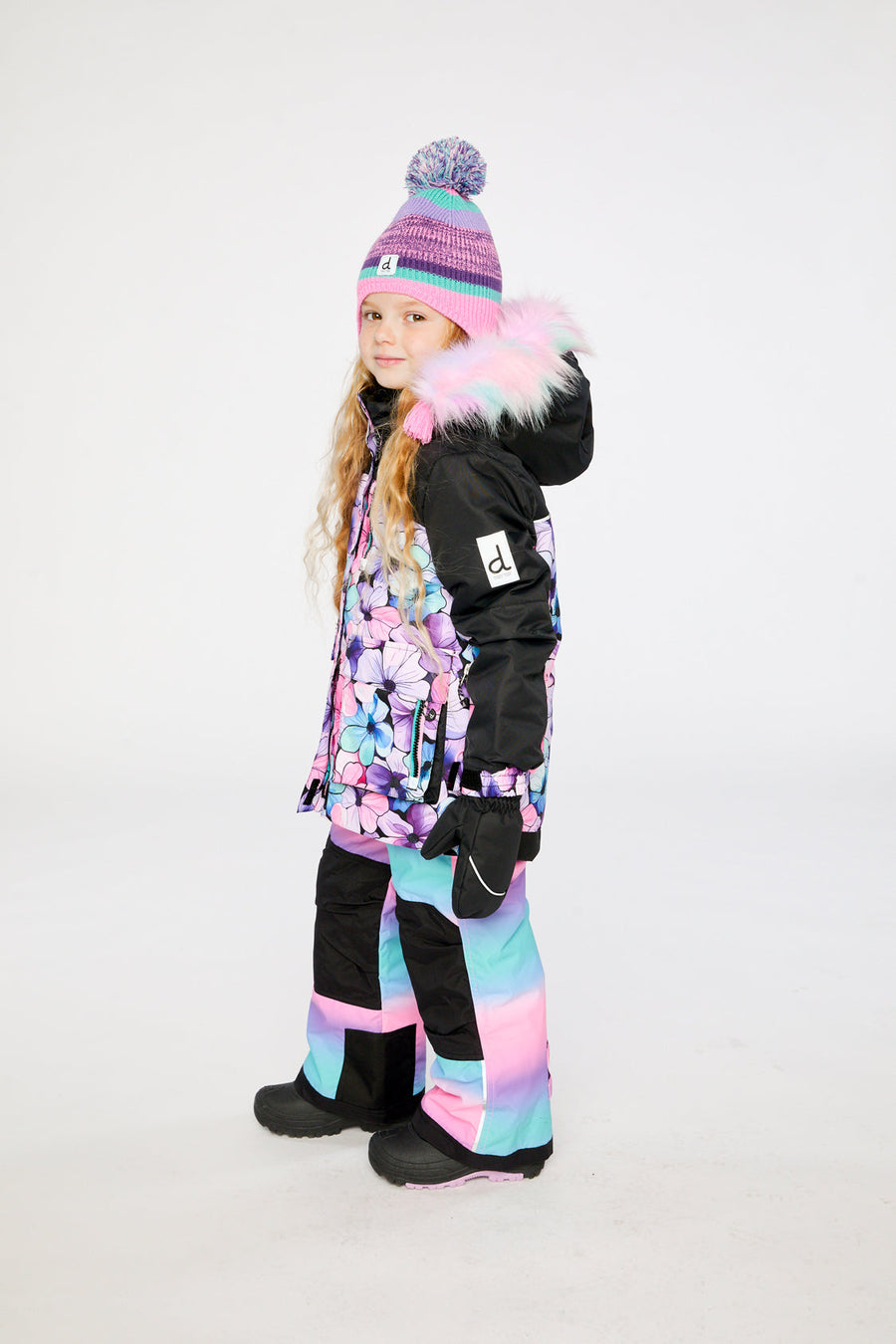 Two Piece Play Snowsuit Purple Floral Print With Gradient Pants - J10PG88_1J021