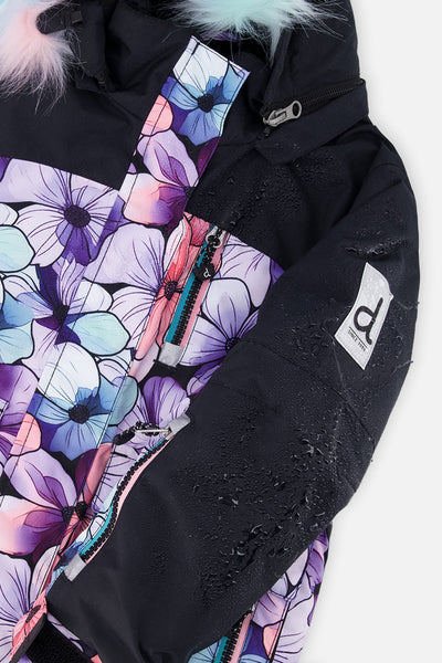 Two Piece Play Snowsuit Purple Floral Print With Gradient Pants - J10PG88_1J021