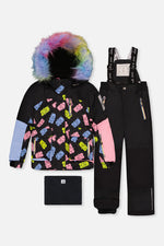 Two Piece Play Snowsuit Black Gummy Bear Print - J10PG88_1J033