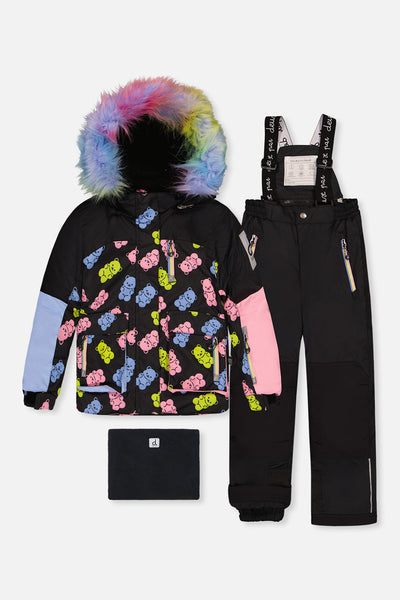 Two Piece Play Snowsuit Black Gummy Bear Print - J10PG88_1J033