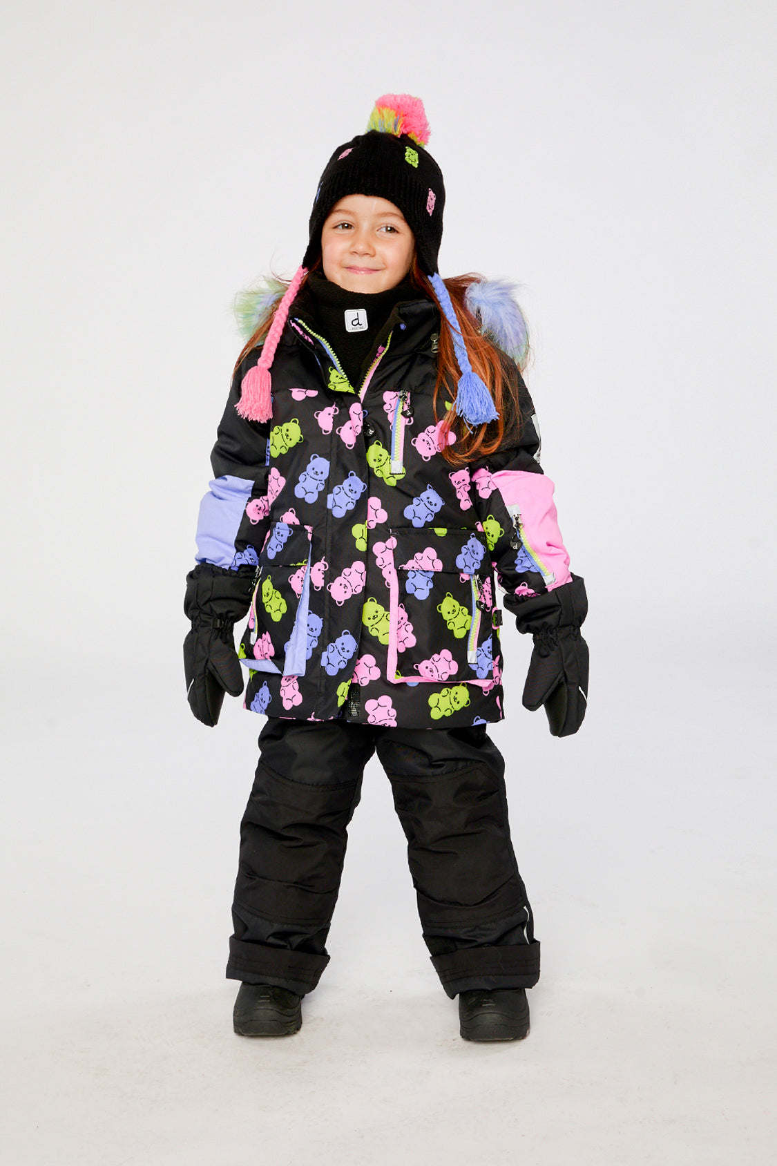 Two Piece Play Snowsuit Black Gummy Bear Print - J10PG88_1J033