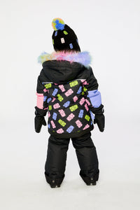 Two Piece Play Snowsuit Black Gummy Bear Print - J10PG88_1J033